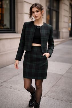 VTG Cynthia Howie for Maggie Boutique Black Watch tartan Plaid Skirt Suit 14 pre